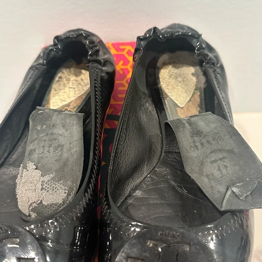 Tory Burch Black Patent Reva Flats Size 6